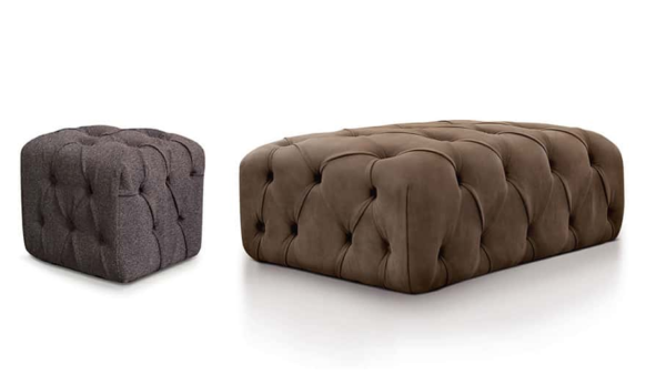 Pouf capitonné con lavorazione elegante e dettagli raffinati, fornito da Tino Mariani a Lissone in provincia di Monza e Brianza.