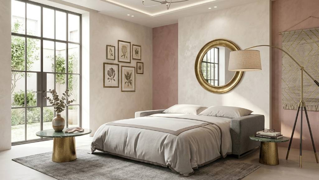 Divano Letto Aperto In Soggiorno Elegante Moderno Di Design