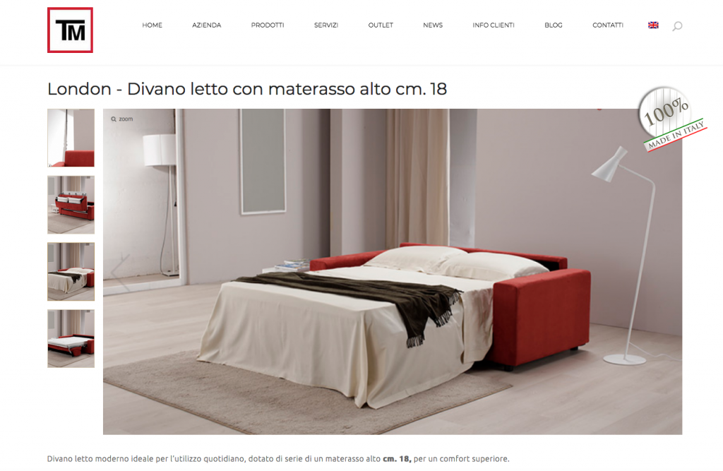 divano letto matrimoniale con materasso alto 18 adatto ad uso quotidiano