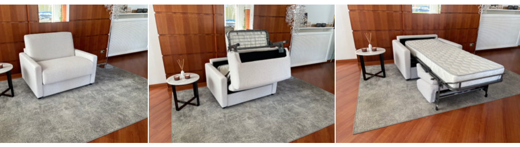 poltrona letto con materasso alto 18 cm in offerta e pronta consegna tino mariani