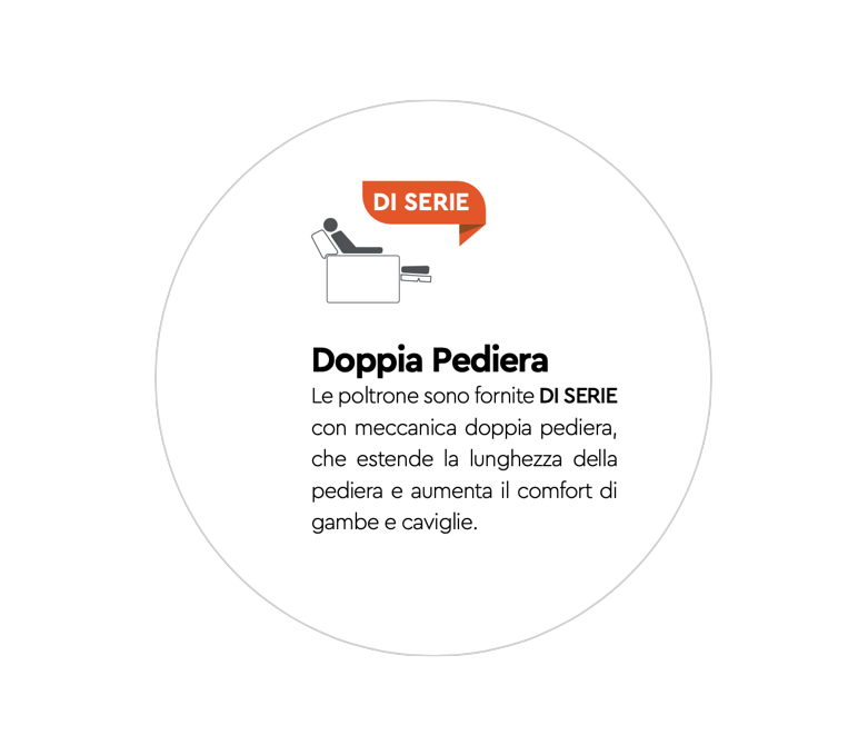 poltrone relax con doppia pediera di serie Tino Mariani