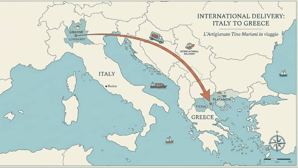 Alt tag ottimizzato: Divano letto Modular Pro matrimoniale Tino Mariani in consegna da Lissone a Platamon Grecia