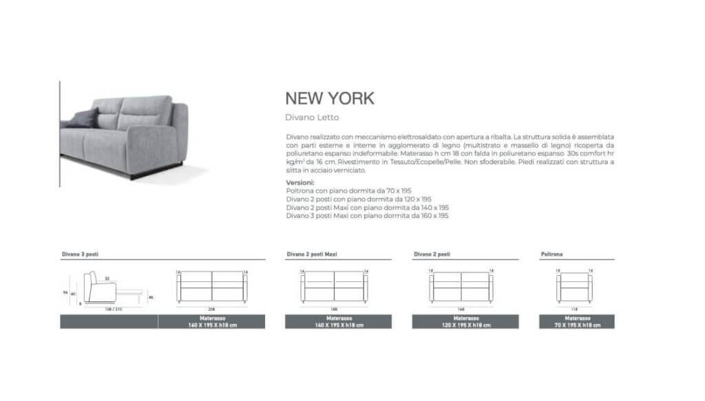 Dimensioni Divano Letto New York Tino Mariani