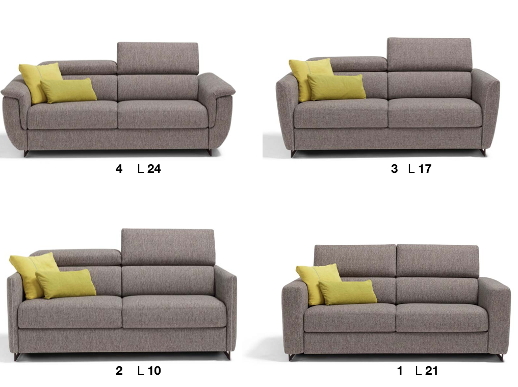 Disegni braccioli per divani letto Modular Pro di Tino Mariani, personalizzabili e di design
