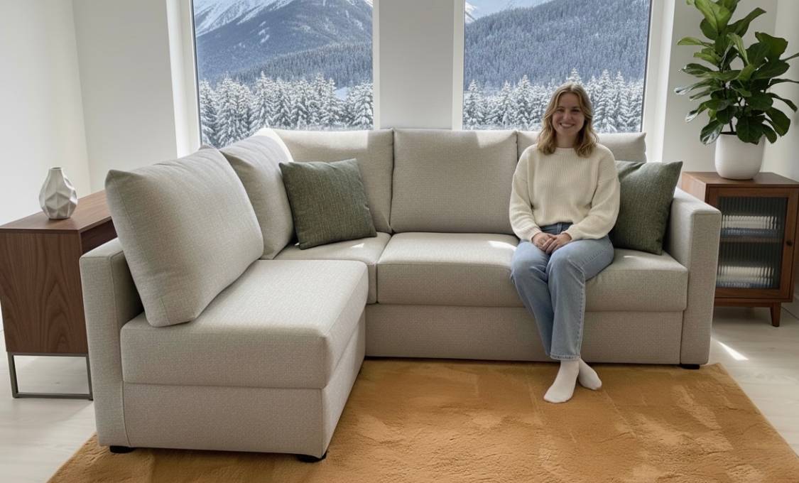 Divano letto angolare piccolo Rotterdam Tino Mariani ideale per appartamenti in montagna