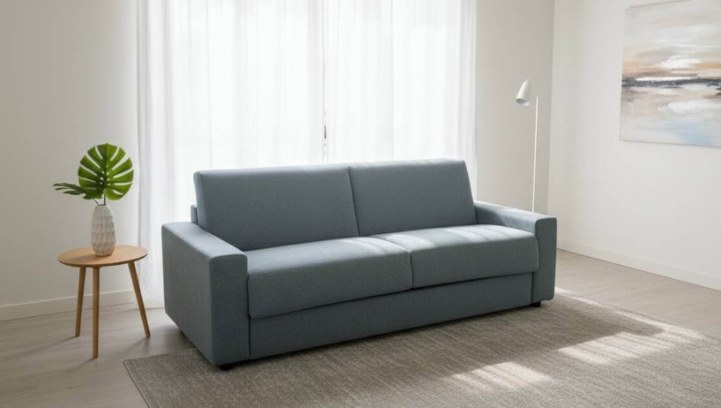 Offerta Divano Letto Matrimoniale London 18 con Materasso Alto, Colore Avio – Tino Mariani