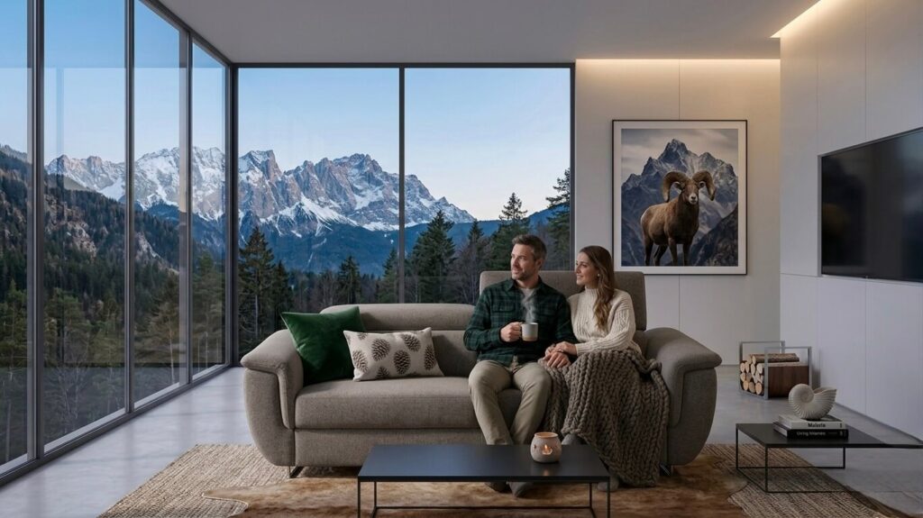 Divano letto matrimoniale Modular Pro con rete a doghe in legno ideale per casa vacanza in montagna durevole e confortevole

