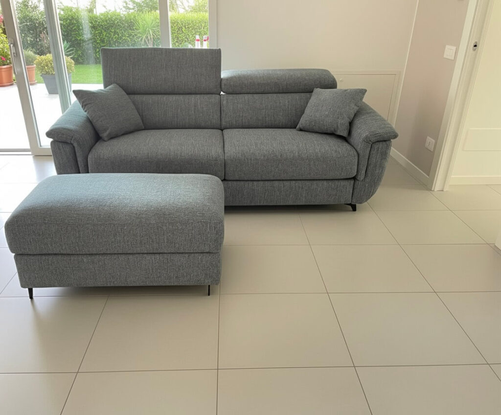 Divano Letto Matrimoniale Modular Pro Con Pouf 55x105 In Tessuto Sfoderabile