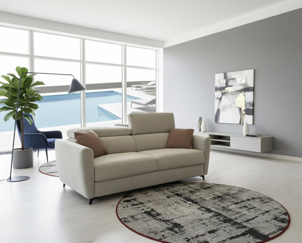 divano letto matrimoniale Modular Pro in tessuto sfoderabile beige, pronta consegna – Tino Mariani