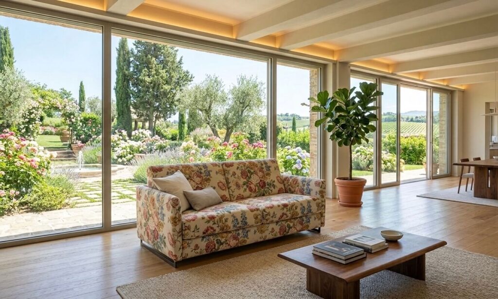 Divano Letto Modular Plus In Tessuto Fiorato Sanderson Tino Mariani