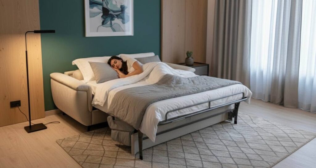 Divano letto artigianale Modular Pro con materasso alto 17 cm per uso quotidiano - Tino Mariani