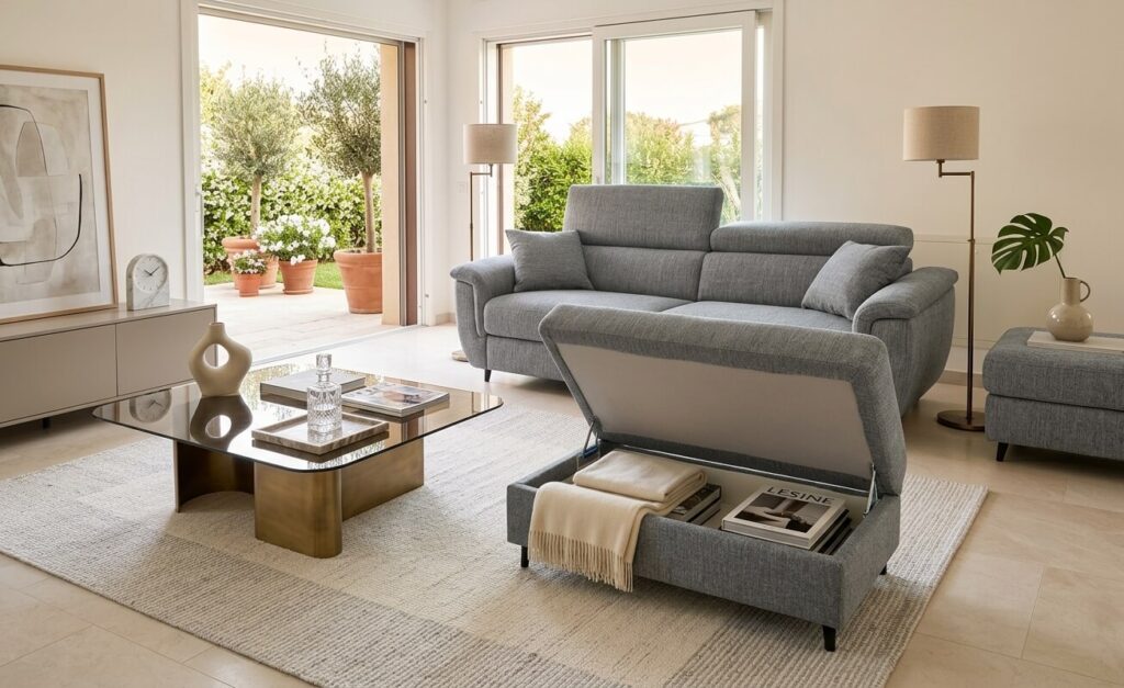 Divano Letto Modular Pro Con Pouf Contenitore 55x105 Tino Mariani