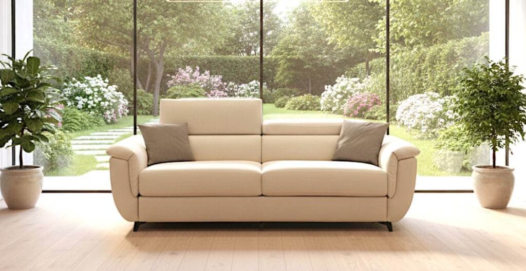 Divano letto ortopedico matrimoniale Modular Pro Tino Mariani con rete a doghe e materasso alto, comodo per anziani, rivestito in microfibra antimacchia in pronta consegna