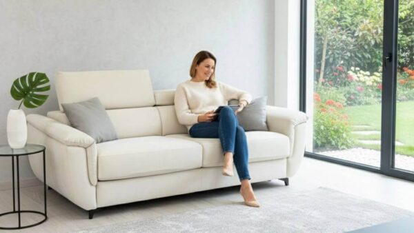 Divano letto Modular Pro in microfibra antimacchia colore avorio in pronta consegna da Tino Mariani
