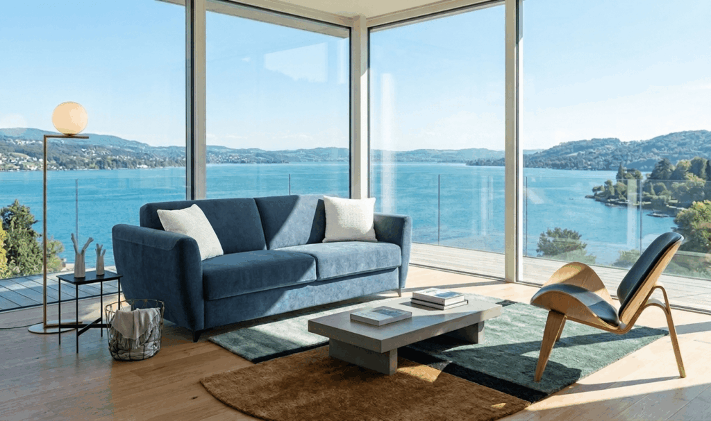 Divano letto Modular Standard blu in pronta consegna con materasso 140x197 cm H17 - Tino Mariani