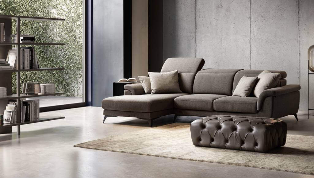 Divano Moderno Hawaii Con Bracciolo Con Cuscino E Sedute Estraibili rivestimento in pelle Tino Mariani Lissone