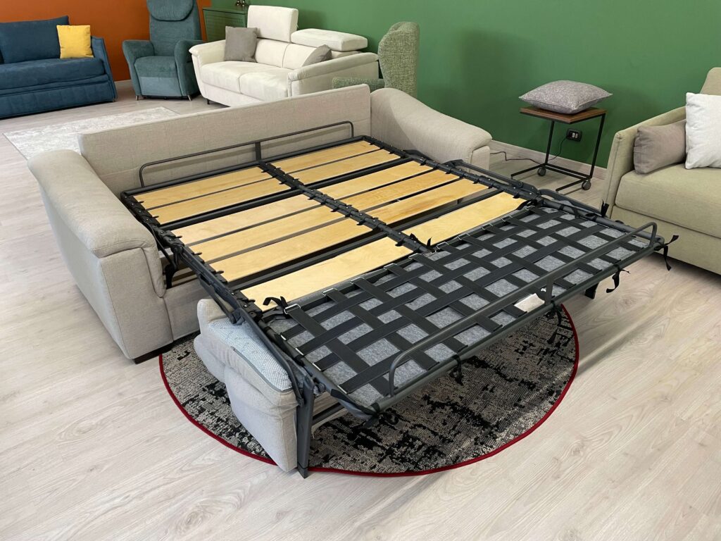 Fabbrica divani letto a Lissone e Milano Tino Mariani - rete ortopedica a doghe del divano letto Azzorre artigianale su misura