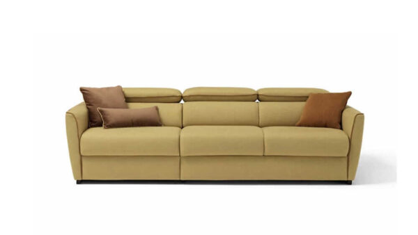 Divano letto moderno componibile con rete a doghe e postazione relax optional