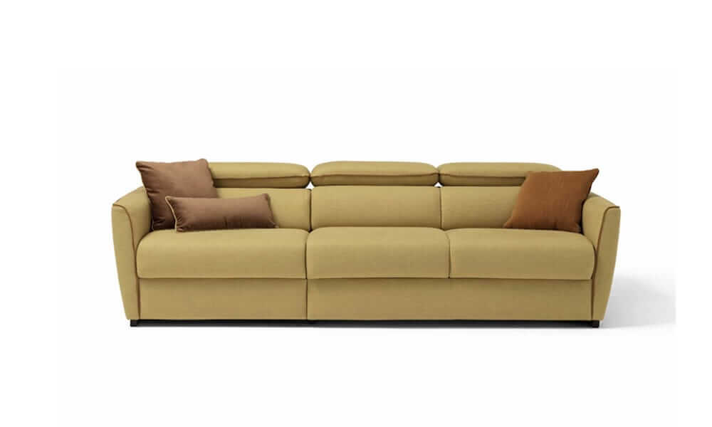 Divano letto moderno componibile con rete a doghe e postazione relax optional