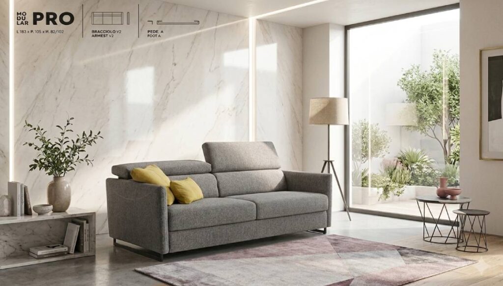 Miglior divano letto per uso quotidiano Modular Pro Tino Mariani con materasso alto 17 cm