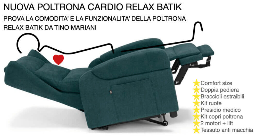 Poltrona relax Batik Tino Mariani con sistema Cardio Relax per anziani – Lissone