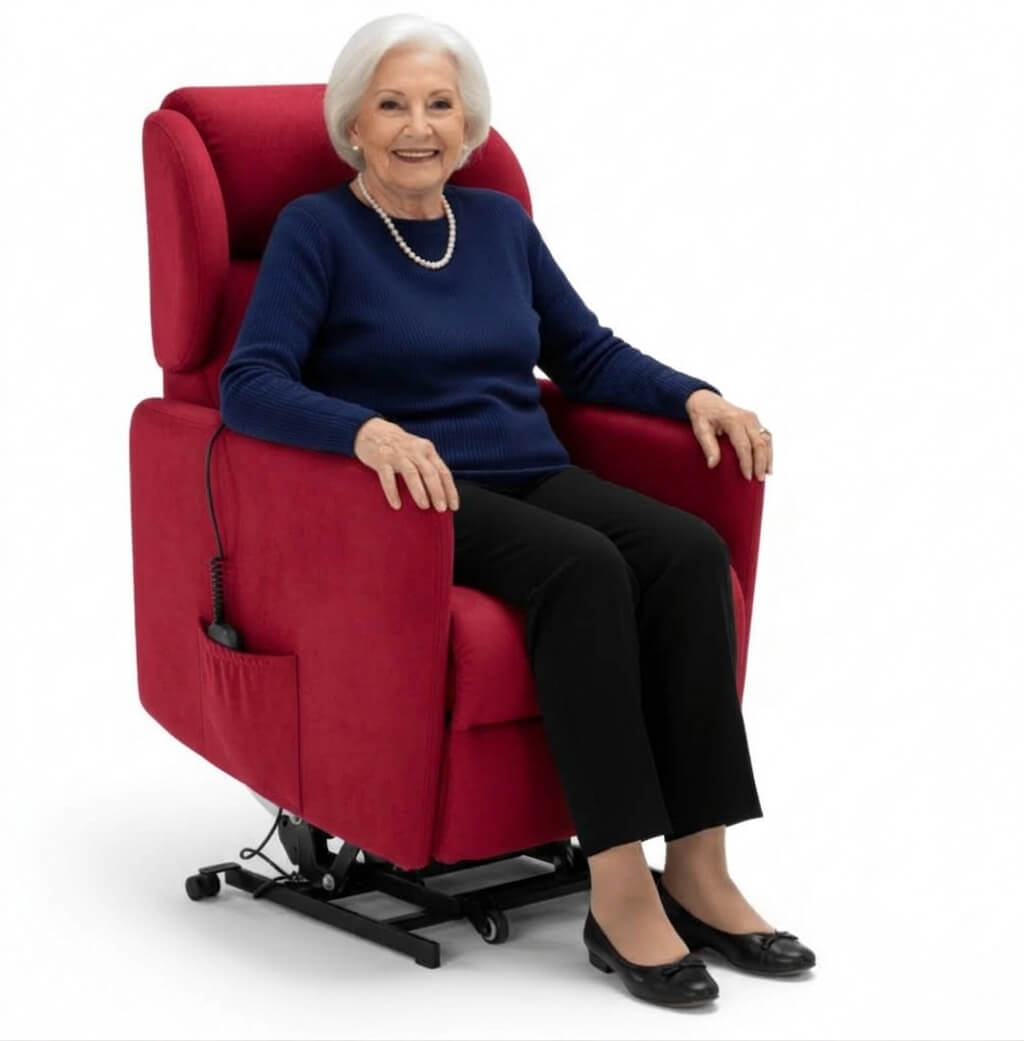 Poltrona relax elettrica con alza persona Carina rossa | Offerta Tino Mariani