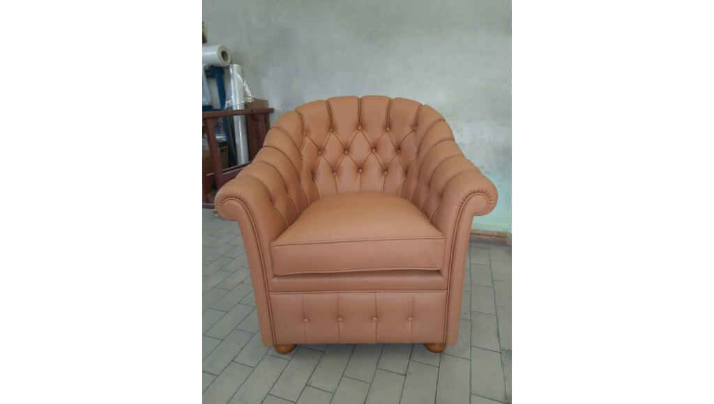Poltrona Classica Chesterina In Pelle Pieno Fiore Tino Mariani 1