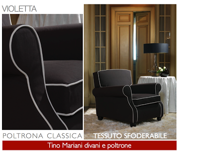 Poltrona Violetta con stile classico, schienale avvolgente e comfort raffinato, fornita da Tino Mariani a Lissone in provincia di Monza e Brianza.