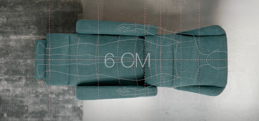 Poltrona relax Batik con sistema Adapta e regolazione seduta fino a 6 cm di profondità per massimo comfort ergonomico