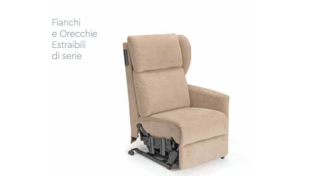 Poltrona per disabili con braccioli e orecchie estraibili relax alzapersona
