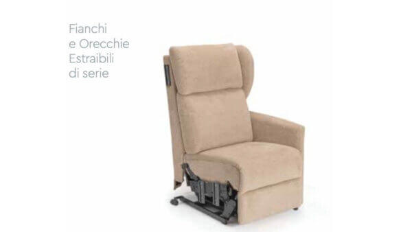 Poltrona per disabili con braccioli e orecchie estraibili relax alzapersona