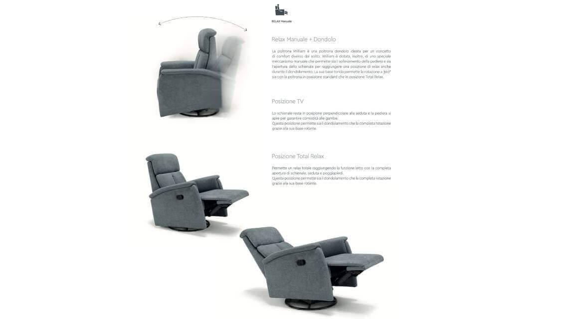 Poltrona Relax Dondolo Con Base Girevole Dolcevita Tino Mariani