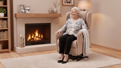 Donna anziana che utilizza poltrona relax con alzata assistita a Lissone