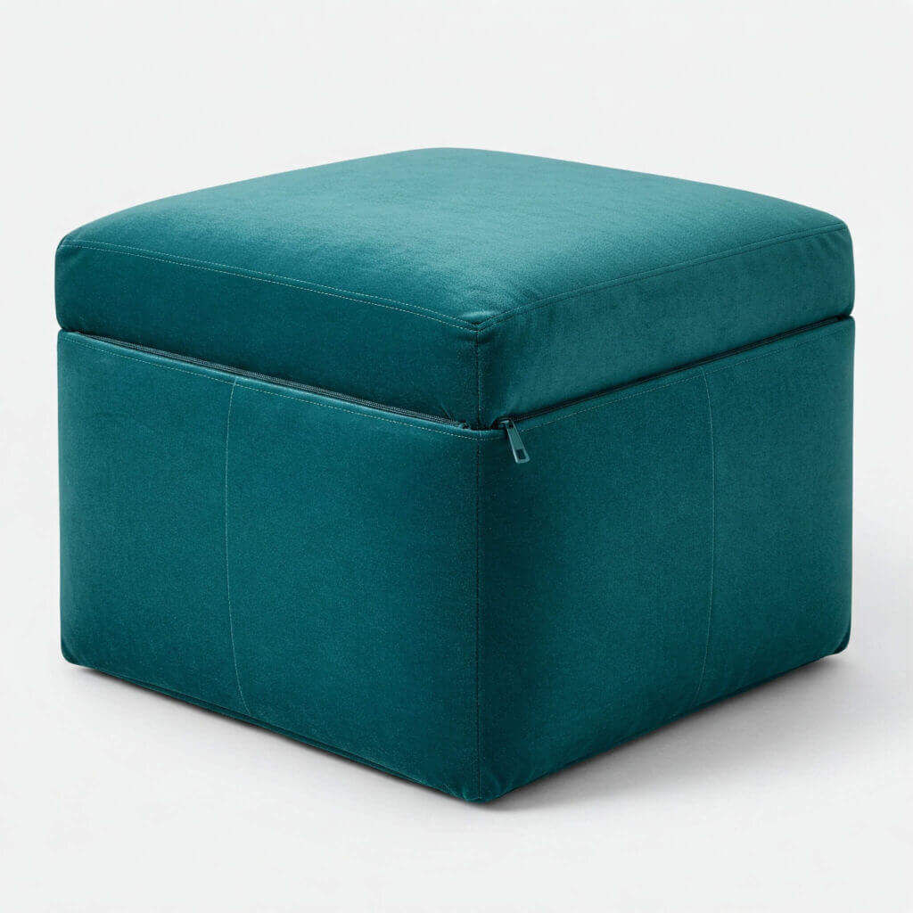 Pouf Contenitore Colore Ottanio Disponibile Su Misura