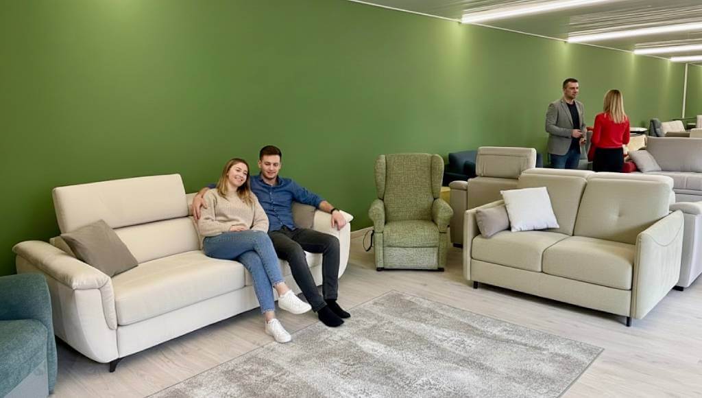 Prova Del Comfort Del Divano Letto Modular Pro Matrimoniale In Negozio A Lissone Da Tino Mariani